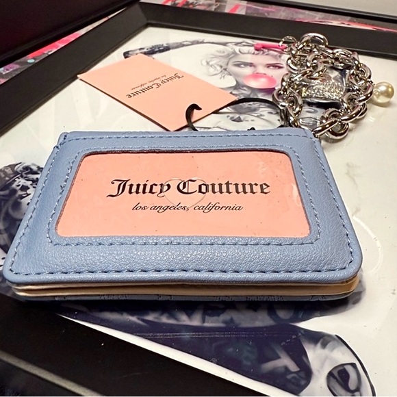 Juicy Couture 🩵💙 Dusty Blue Top Notch Card Holder W/ Chunky Charm Bracelet - Picture 6 of 6